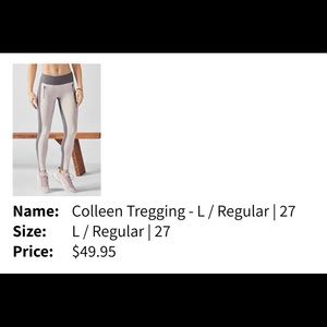 Fabletics (L) grey/white pant- cell phone pocket